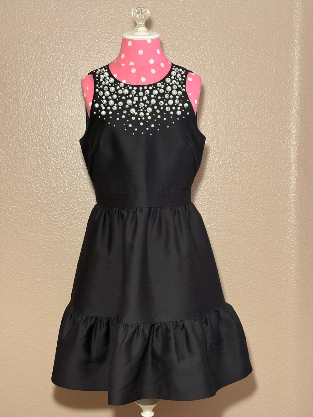 kate spade Black Sleeveless Dress with Pearl & Crystal Neckline